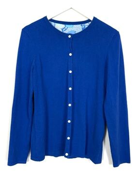 J. McLaughlin Crewneck Cardigan in Blue